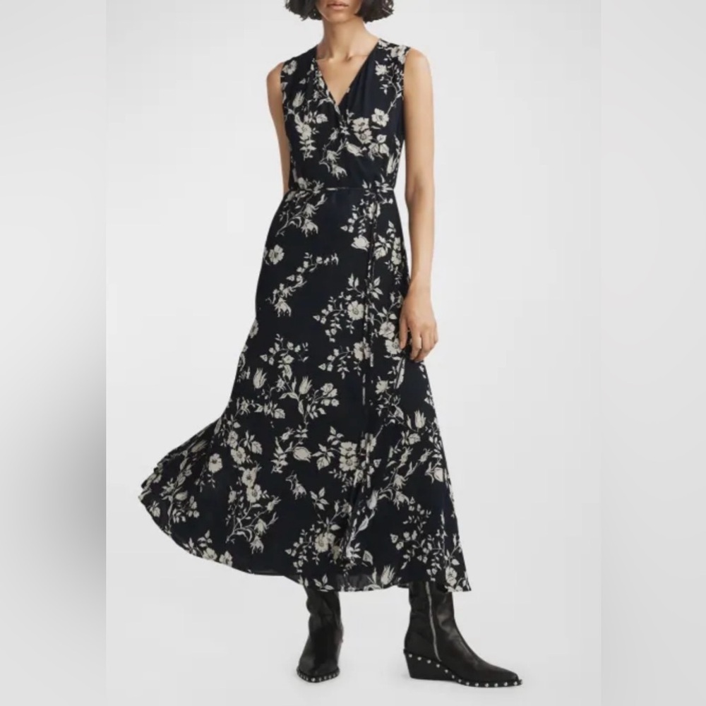 rag & bone Black and Cream Floral Maxi Dress